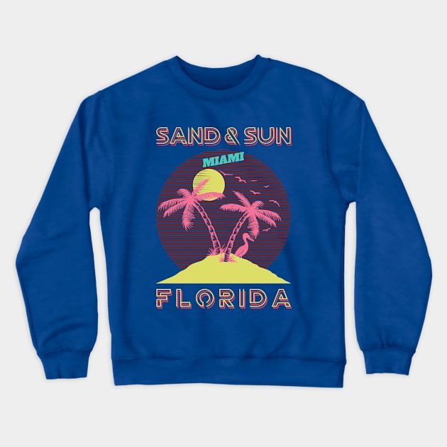 Miami Beach Florida Retro Crewneck Sweatshirt by Tip Top Tee's